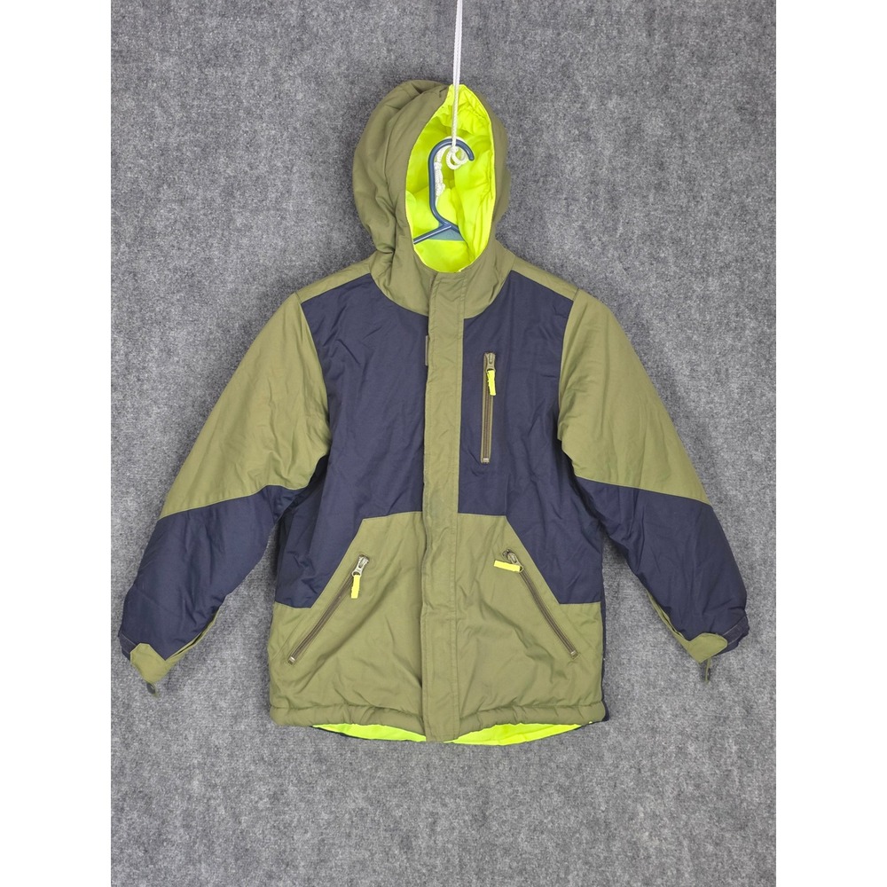 The Children's Place Boys Olive Green & Navy Blue Hooded Jacket Size M (7/8) Kid